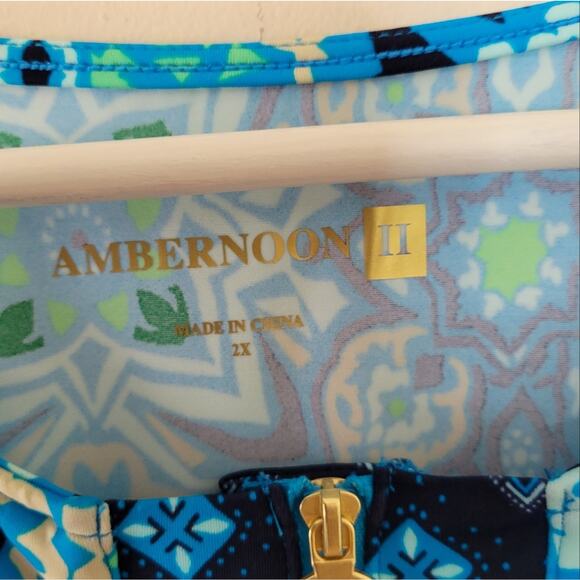 AmberNoon II by Erum Ilyas Half-Zip Swim Cover-Up Dress 2x - Picture 4 of 7